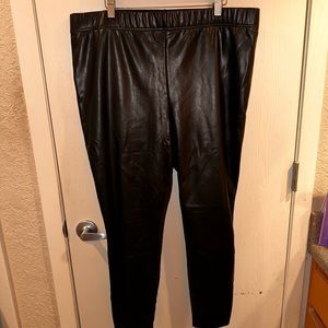 Faux leather front leggings